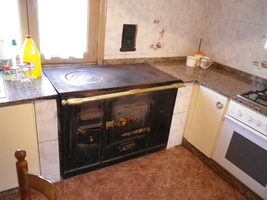 The kitchen had a wood burning stove which seemed to be in good working condition.